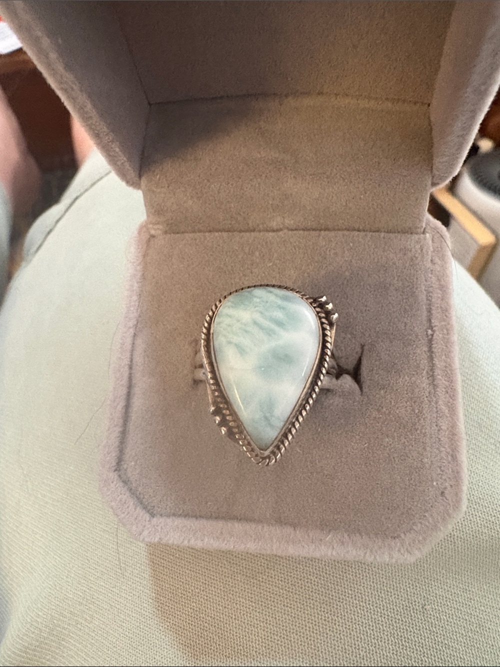 Sterling and Larimar Ring Size 9